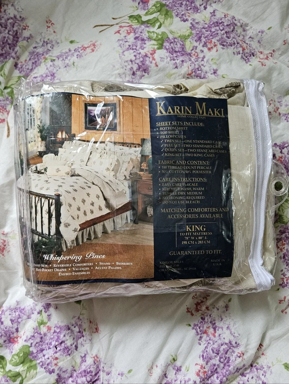 Karin Maki Home Collection Cabelas King Size Percale Sheet Set Pinecone Print